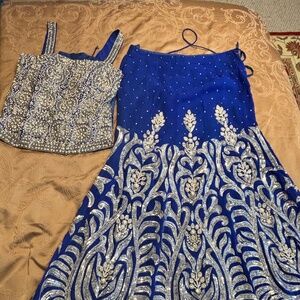 Dark Blue Bridal Lehengha with Corset Top